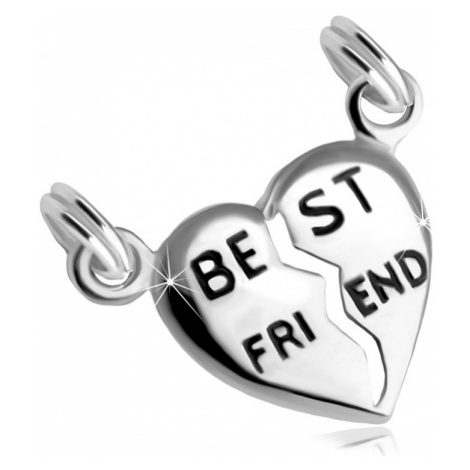 Stříbrný 925 dvojpřívěsek - rozpůlené srdce s nápisem "BEST FRIEND" Šperky eshop