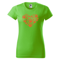 DOBRÝ TRIKO Dámské tričko s potiskem Psí tlapky srdce Barva: Apple green