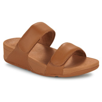 FitFlop Lulu Adjustable Leather Slides Hnědá