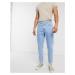 ASOS DESIGN classic rigid jeans in light stone with elasticated waist-Blue