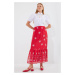 Bigdart 8010 Patterned Chiffon Skirt - A. Red