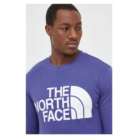 Bavlněná mikina The North Face pánská, fialová barva, s potiskem