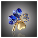 Sisi Jewelry Brož Swarovski Elements Čtyřlístek Gold - různé barvy B1063-X9554-15 Tmavě modrá