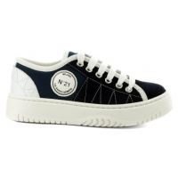 Tenisky no21 contrasting printed logo mix materials lace-up low sneakers bílá