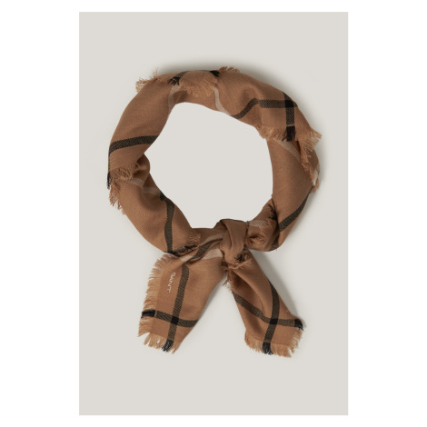 ŠÁLA GANT HERRINGBONE CHECKED FOULARD CARAMEL BEIGE