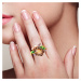Stříbrný prsten s pozlacením hnědá květina FanTurra