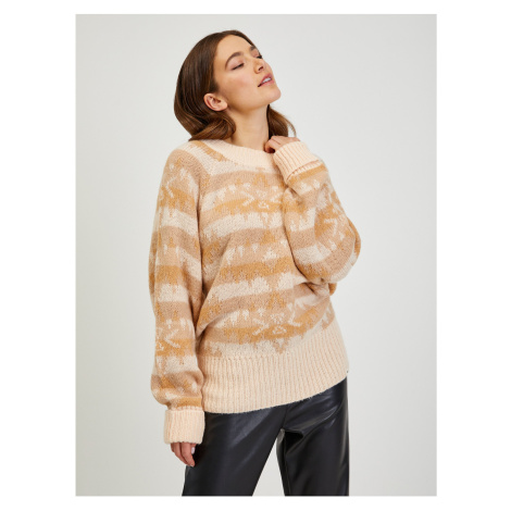 Béžový dámský vzorovaný svetr s příměsí vlny Rip Curl