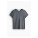 H & M - Fitted cotton T-shirt - šedá