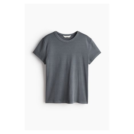 H & M - Fitted cotton T-shirt - šedá H&M