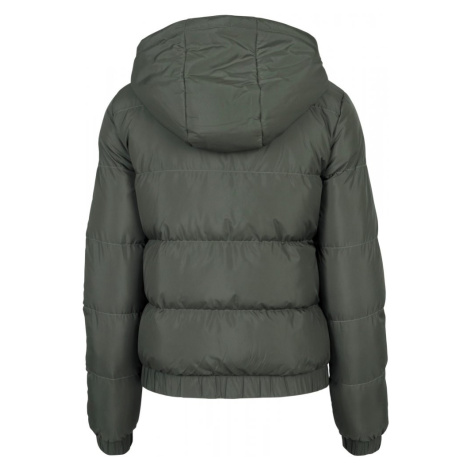 Ladies Hooded Puffer Jacket - dark olive Urban Classics