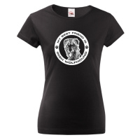 Dámské tričko s potiskem Irský vlkodav  kulatý motiv -  skvělý dárek pro milovníky psů