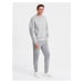 Men's sweatpants with ottoman fabric inserts - gray V5 OM-PASK-0127