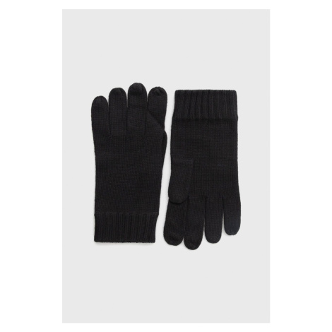 Vlněné rukavice Polo Ralph Lauren pánské, černá barva