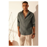 Trendyol Gray Limited Edition 100% Linen Regular Fit Shirt