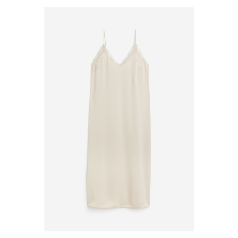 H & M - Šaty slip dress's krajkou - hnědá H&M