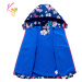Dívčí podzimní bunda, zateplená KUGO B2857, tmavě modrá, kytky Barva: Modrá tmavě