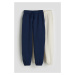 H & M - Bavlněné kalhoty jogger 2 kusy - modrá