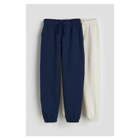 H & M - Bavlněné kalhoty jogger 2 kusy - modrá H&M