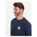 Ombre Men's non-stretch sweatshirt with college style patch - navy blue