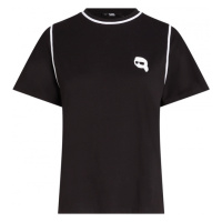 Tričko karl lagerfeld ikonik 2.0 t-shirt w piping černá