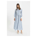 DEFACTO Patterned Long Sleeve Poplin Maxi Dress