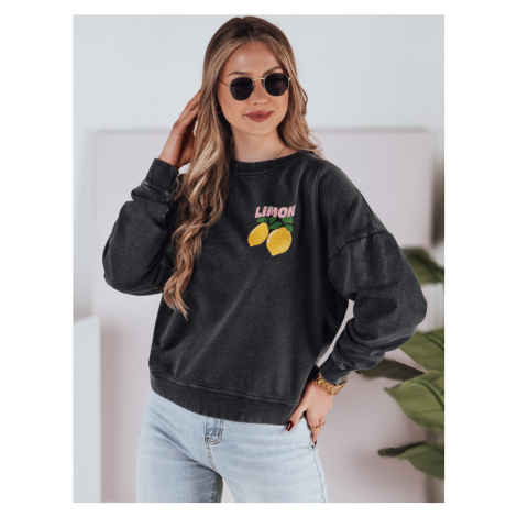 Dámská grafitová mikina s potiskem LEMONFIT Šedá BASIC