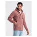 BASIC men's unbuttoned cotton sweatshirt - dark pink V4 OM-SSBZ-0160