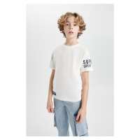 DEFACTO Boys' Crew Neck Printed Short Sleeve T-Shirt