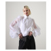 Halenka karl lagerfeld voluminous silk sleeve shirt white