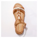 Blancheporte Kožené sandály se splétaným páskem, karamelové karamelová