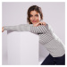 Blancheporte Pruhovaný dvoubarevný pulovr se stojáčkem šedá/režná