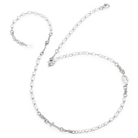 Amen Originální stříbrný náhrdelník s perlami Rosary CROBB3