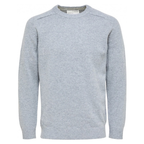 Selected Wool Jumper New Coban - Medium Grey Melange Šedá