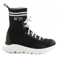 Kotníková obuv no21 high top knit gymnic sneakers lace up černá