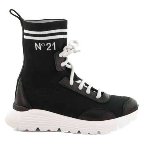 Kotníková obuv no21 high top knit gymnic sneakers lace up černá N°21