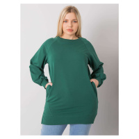 Tmavě zelená bavlněná mikina pro ženy plus velikosti