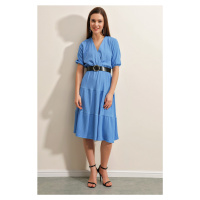 Bigdart 2377 Belt Knitted Dress - Blue