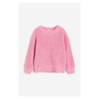 H & M - Pletený žinylkový svetr - růžová