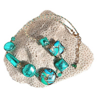 Lampglas Elegantní náhrdelník Emerald Princess s 24karátovým zlatem a stříbrem v perlách Lampgla