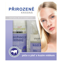 Vivaco Dárková kazeta kosmetiky s kozím mlékem - sprchový gel 400ml + pleťový krém 50ml + dárek