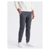 Men's JOGGERS pants with zippered cargo pockets - graphite V3 OM-PAJO-0123