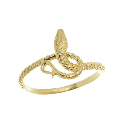 Dámský stříbrný pozlacený prsten had STRP0509F