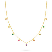 Brilio Silver Pozlacený náhrdelník s barevnými zirkony NCL60Y