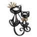 Camerazar Dvojitá brož s černými kočkami, bižuterní slitina, 2.5x4 cm