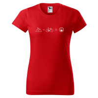 DOBRÝ TRIKO Dámské tričko s potiskem Kolo a hory Barva: Červená
