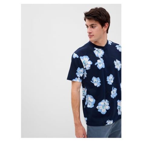 Tmavě modré pánské květované tričko GAP