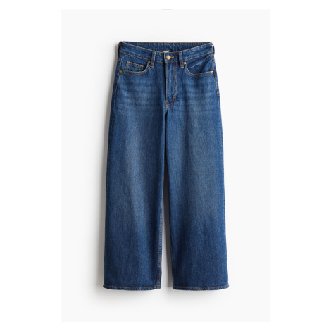 H & M - Wide High Cropped Jeans - modrá H&M