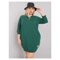Tmavě zelené šaty plus velikosti s kapsami