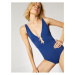 Koton Covered V-Neck Swimsuit with Metal Accessory Detail