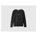 Benetton, Black 100% Cotton Long Sleeve T-shirt